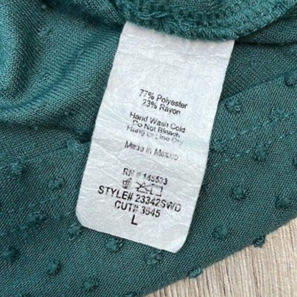 Anthropologie W5 Green Short Sleeve Blouse Size Large - Picture 6 of 9